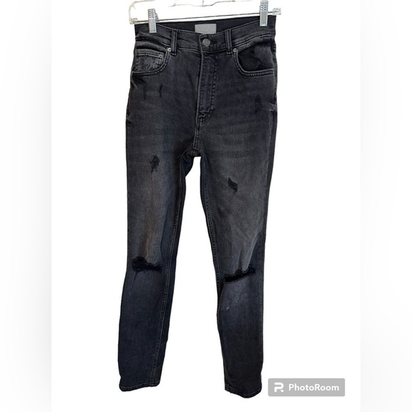Boyish Zachary High Rise Skinny In‎ Black Touch Of Evil Distressed Size 24 - Picture 1 of 7